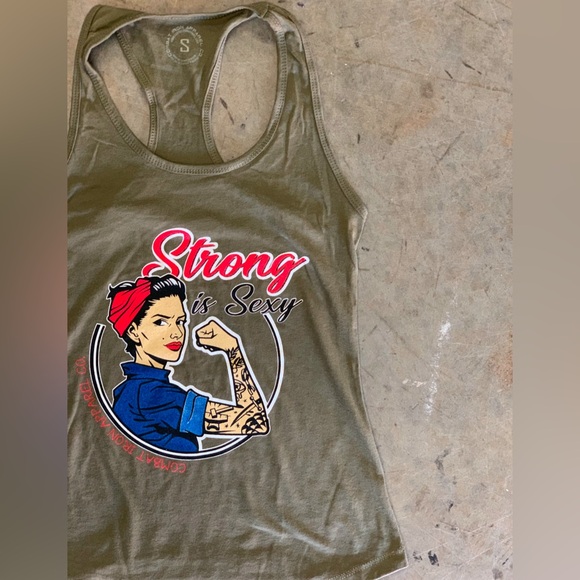 Strong is Sexy Olive Tank Top - Picture 1 of 2